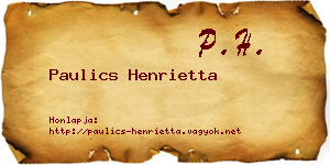 Paulics Henrietta névjegykártya